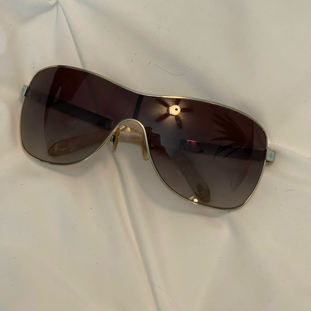 Tiffany & Co gold and baby blue detail sunglasses